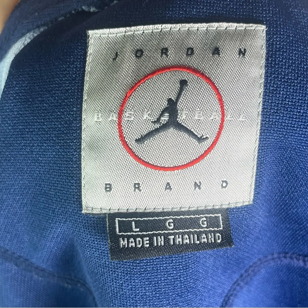 Air Jordan Vintage Retro Snap‎ Front Jacket Navy Light Blue Red Large Bball Nike